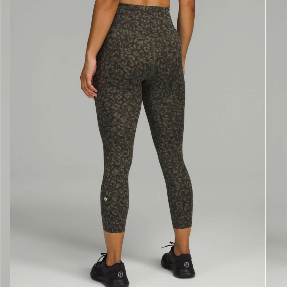 lululemon athletica Olive Green Leopard Print High-Rise Leggings